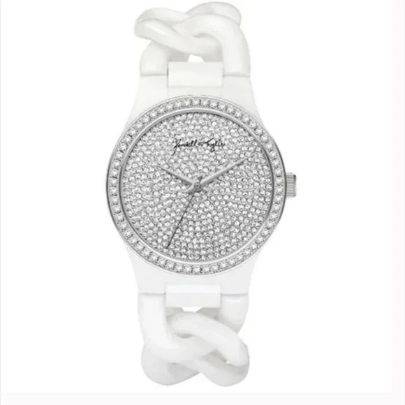 Kendall + Kylie Women\'s Trendy White Braid Chain Ceramic Band Watch Brighten up your summer outings with kendall+kylie watches  main image 4